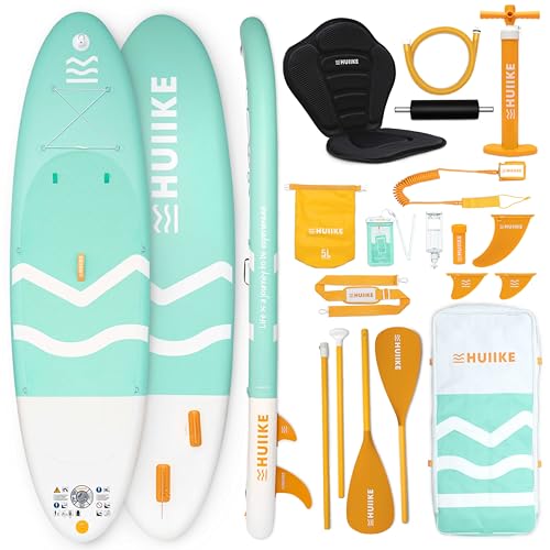 HUIIKE Stand Up Paddling Board mit Zubehör, Paddel, Finnen, Pumpe. Paddle Sup Board Aufblasbar Hohe Stabilität und Widerstandsfähigkeit. 305 x 84 x 15 cm, Belastbar bis 130 kg