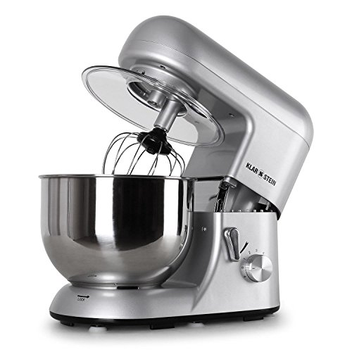 Klarstein Küchenmaschine, Knetmaschine mit 5L Schüssel, 2000W Profi Küchenmaschine mit Knethaken und Schneebesen mit 6 Stufen, Teigmaschine zum Rühren, Kneten und Aufschlagen