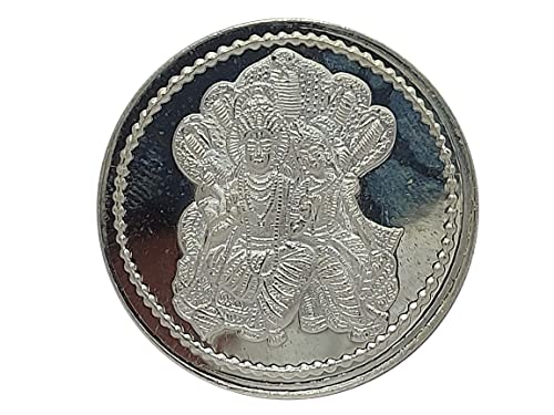 Rajasthan gems Fine 99 Silbermünze Göttin Göttin Vishnu Narayan Laxmi Shesh Naag A446