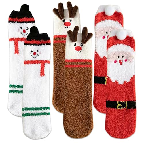 3 Paar Weihnachtssocken Unisex Kinder, Weihnachten Socken, Thermosocken Damen Herren, Weihnacht Kuschelsocken Kinder, Adventskalender Socken, Christmas Socks Winter, Weihnachten Christmas Geschenke