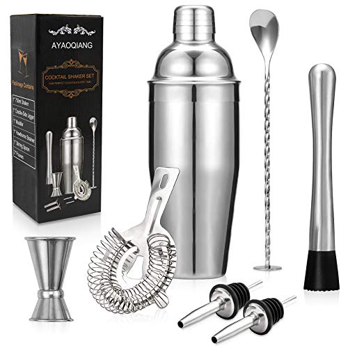 Cocktail Set, 7 Teileig Cocktail Shaker Cocktail Mixer Geschenk, Premium Shaker 750ML, Cocktailshaker Bar Zubehör Set für Zuhause Bar.