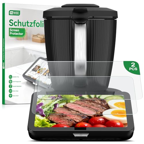 Inwee 2 Stück Displayschutz für Vorwerk Thermomix TM7, 9H Panzerglas, Schutzfolie für Thermomix TM7 Zubehör, Kratzfest, Anti-Fingerprint, Ultra-klar, inkl. Installationszubehör