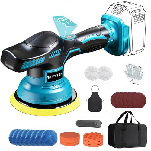 27pcs Poliermaschine Auto für Makita 18V-Akku,6 Zoll Orbital Auto Politur mit 8 Variablen Geschwindigkeiten,Auto poliermaschinen Set, für Polieren/Wachsen/Autodetaillierung(Ohne Akku)