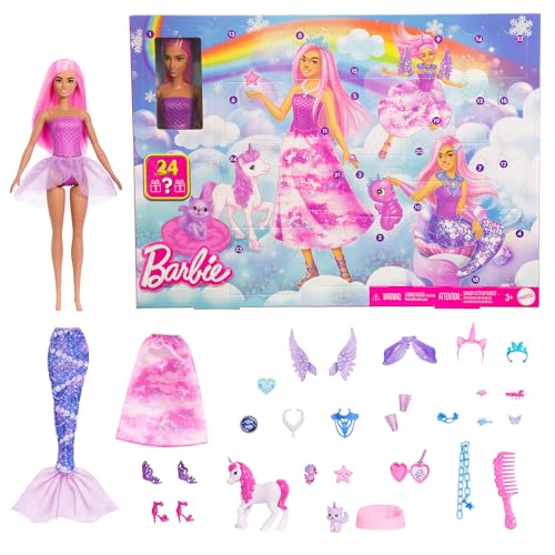 Barbie Adventskalender mit Puppe und Fantasiezubehör