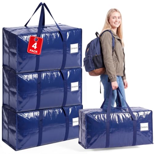Dntorx 4 Stück 90L Heavy-Duty Umzugstaschen Aufbewahrungstasche Groß, Blau