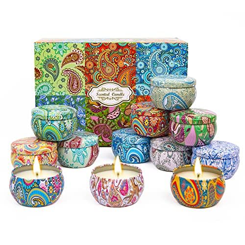 12 Stück Duftkerzen Kerzen, Geschenk set für Frauen, Natürliches Sojawachskerzen-Geschenkset für Weihnachten, Valentinstag, Jubiläum, Muttertag