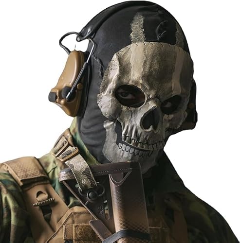 RUNEAY Ghost Maske Call of Duty Kostüm Totenkopf Maske Kabeljau Geistermaske Schädel Vollmaske MW2 Cosplay Halloween Sturmhaube Geistermasken Winddicht Skelett Cosplay Kostüme für Halloween