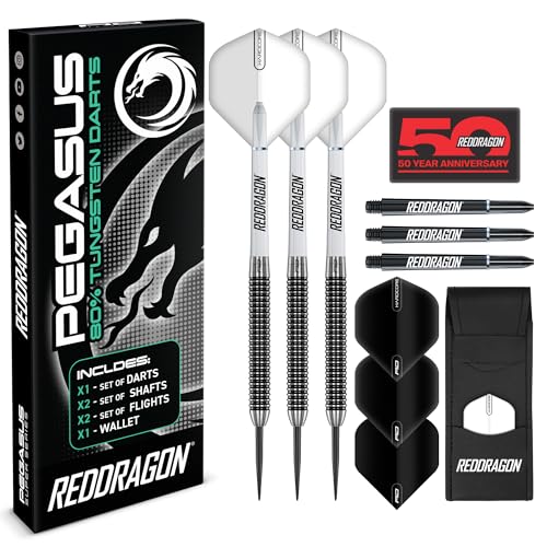 RED DRAGON Darts - Pegasus Dartpfeile Profi 80% Tungsten Darts Set | Erhältlich mit Dartpfeile Metallspitze 23g Steeldarts | Dart Pfeile mit Flights, Schäften & Etui