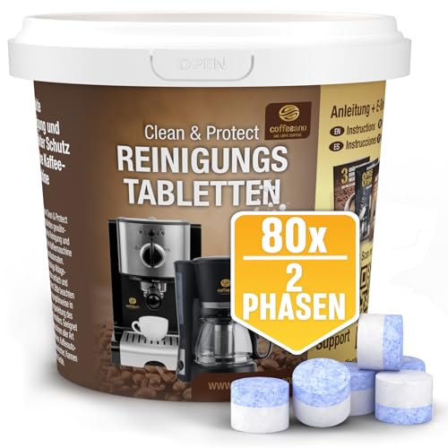 80 x 2-Phasen Reinigungstabletten für Jura Kaffeevollautomaten - Coffeeano Reinigungstabs für Jura Kaffeevollautomaten - Reiniger für Kaffeemaschinen