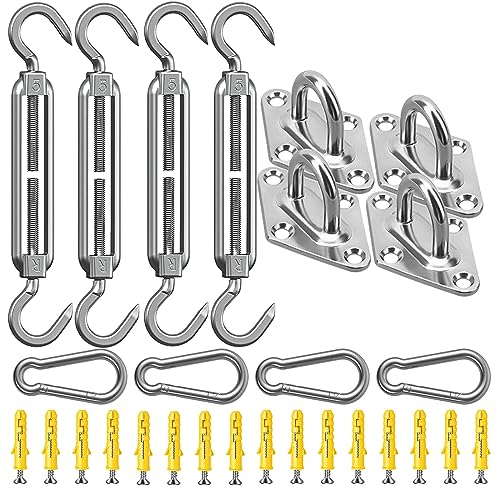 Sonnensegel Befestigung Kit M5 - Hochwertiges Edelstahl 304 - Tragfähigkeit von 64 kg - Sonnensegel Spanner Zubehör Montage Aufbau Set für Viereck und Dreieck Garten, Awnings Mounting Assembly Set