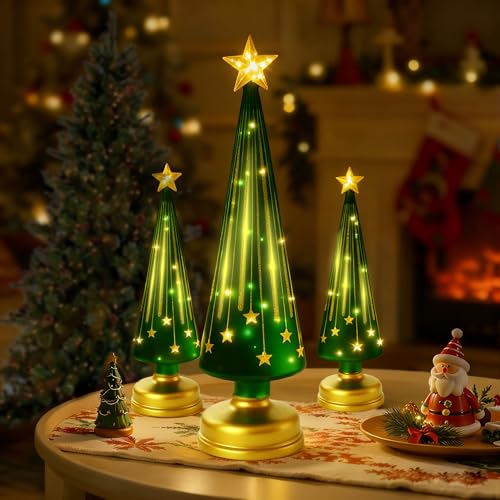 Jadyon 3 Stück Light Kleiner Weihnachtsbaum mit Beleuchtung, Weihnachtsdeko