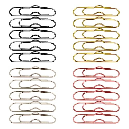 UMCHU 20 Stück Büroklammerhalter Stiftclips,Metall Stift Clip,Stift Clip Assistent,Büroklammern Set,für Bücher, Notizbücher, Tagebücher, Kalender(4 Farben)
