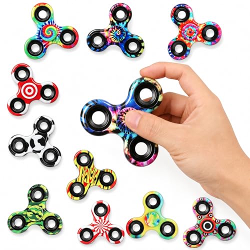 10 Pack Fidget-Spinner-Spielzeug für Kinder und Erwachsene, Metall-Tri-Spinner zum Stressabbau, Weihnachts-Geburtstags-Strumpffüller-Klassenzimmerpreis für Jungen im Alter