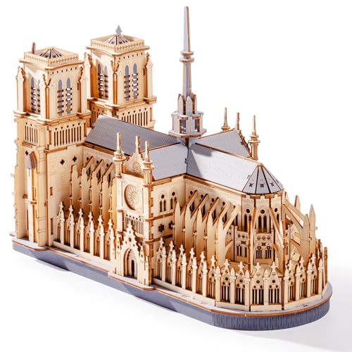 ROWOOD 3D Puzzle Holz Notre Dame de Paris Modellbausatz für Erwachsene Gotische Architektur Holzpuzzle Weihnachtsdeko Geschenk für Frauen Männer