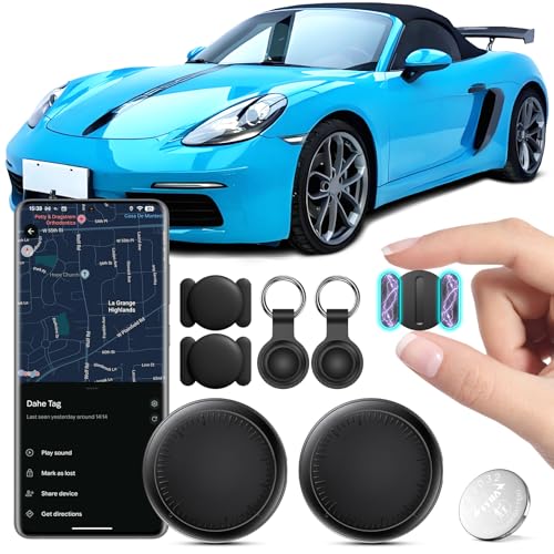 GPS Tracker für Auto, 2PCS GPS-Tracker für Fahrzeuge Echtzeit Air Tracker Android, Globale Abdeckung Magnetischer Auto Tracker Verstecktes Ortungsgerät Keine monatliche Gebühr Abonnement (Schwarz)