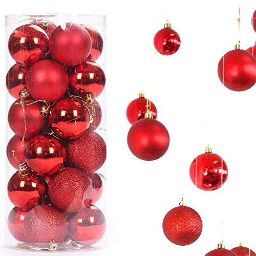 24 Stück Weihnachtskugel Christbaumkugeln Weihnachten Baumschmuck glänzend glitzernd matt Weihnachten Deko Anhänger