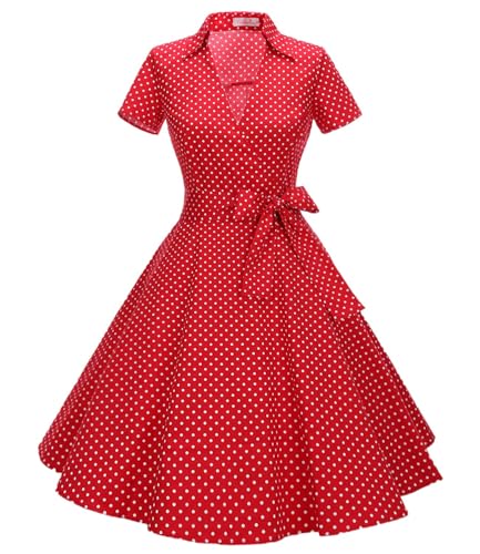 Rockabilly Kleider Damen Vintage 50er Jahre Kleider Damen Rockabilly Swing Kleider Small Red White XL
