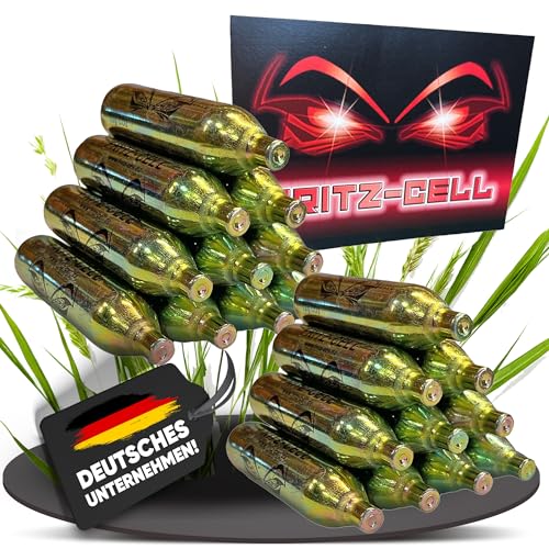 fritz-cell CO₂-Kapseln 12g – 20 Stück – für Airsoft, Softair und Luftgewehre – sauber versiegelt, konstante Leistung, rückstandsfrei, korrosionsgeschützt, 12g-System kompatibel
