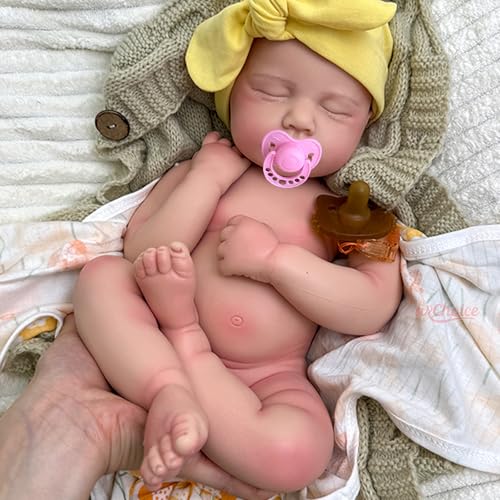Oppaionaho Lebensechte 20 Zoll Reborn-Babypuppen, komplett aus Silikon, mit offenem Mund, schlafende Neugeborenenpuppe, anatomisch korrekt (Mädchen, kaukasisch)