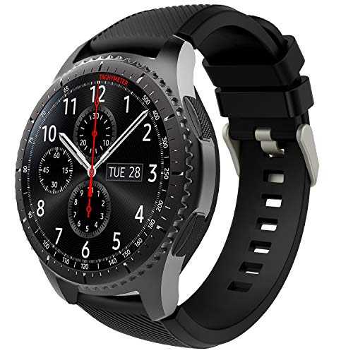 TiMOVO 22mm Armband Kompatibel mit Galaxy Watch 46mm Samsung Gear S3 Frontier/Galaxy Watch 3 45mm Uhrenarmband mit Schließe für Huawei Watch GT2 Pro/GT 2e/GT3 46mm, Schwarz
