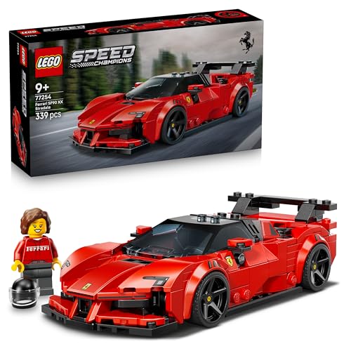 LEGO Speed Champions Ferrari SF90 XX Stradale Sportwagen - Modellbau mit sammelbarer Fahrer Minifigur - Ostergeschenke für Jungen ab 9 Jahren und Motorsportfans - 77254
