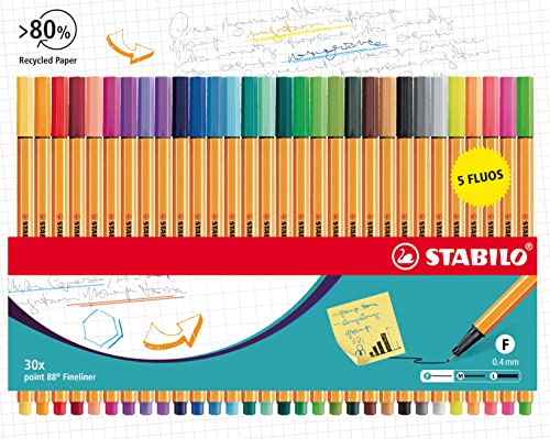 STABILO - Fineliner - point 88-30er Pack inkl. 5 Neonfarben