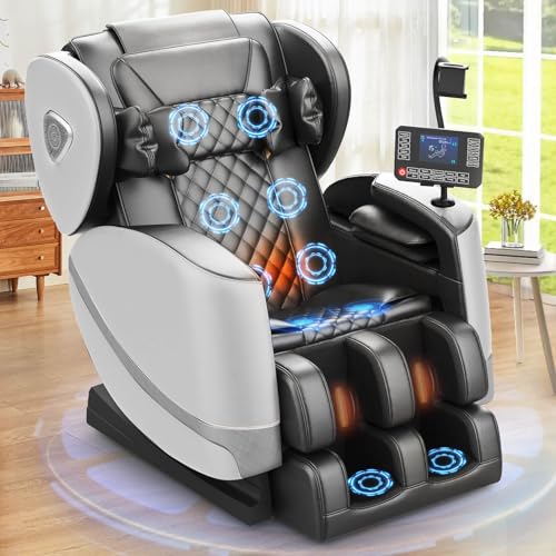 FURNIMAT Massagesessel Ganzkörper, Zero Gravity Relaxsessel Massagestühle mit Taillen- und Beinheizung, Komfort-Airbags, Fußrollen, 10 Massagerollen, Bluetooth-Lautsprecher, Fernbedienung