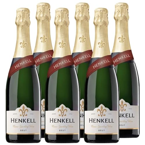 Henkell Sekt Brut (6 x 0,75 l) - Feinperliger Sektgenuss, elegante Cuvée aus den beliebtesten Rebsorten wie Chardonnay, fruchtig-frischer Geschmack, VEGAN