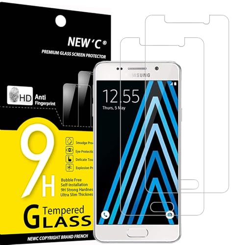 NEW'C 2 Stück für Samsung Galaxy A3 2016 für Panzerglas, Frei von Kratzern, 9H Härte, HD Displayschutzfolie, 0.33mm Ultra-klar, Ultrabeständig