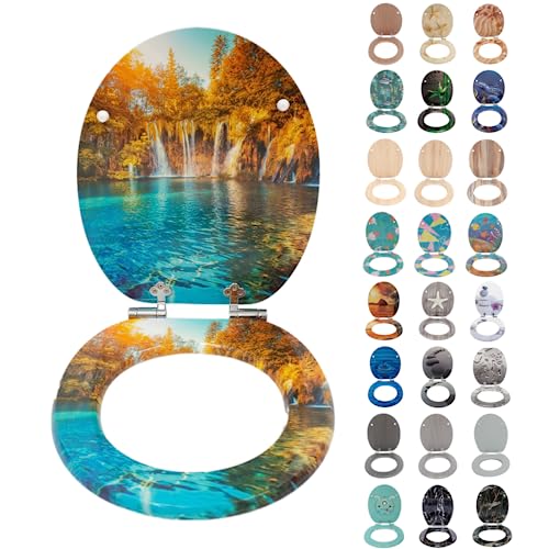 SINOBATH WC Sitz mit Absenkautomatik, viele schöne WC Sitze zur Auswahl, hochwertige und stabile Qualität aus Holz(Wunderschöner see.)