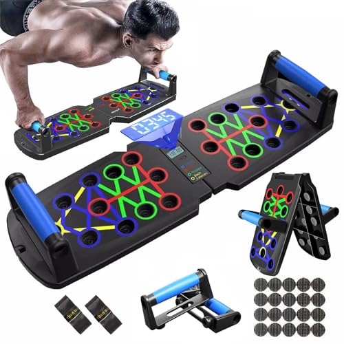 FumyFumy Liegestützgriffe mit Zähler & Timer, Push Up Board klappbar, Liegestützbrett für Brust, Schulter, Rücken & Trizeps, Fitnessgerät für Zuhause