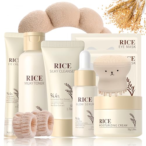 Reis Skin Care Set Geschenkset Damen - Skincare Set 10PCS - Beauty Set Mädchen - Gesichtspflege Set Damen Nährend & Strahlend - Skincare Adventskalender Geschenk Set - Mit Toner,Serum,Creme,Stirnband