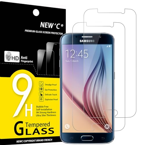 NEW'C 2 Stück für Samsung Galaxy S6 für Panzerglas, Frei von Kratzern, 9H Härte, HD Displayschutzfolie, 0.33mm Ultra-klar, Ultrabeständig