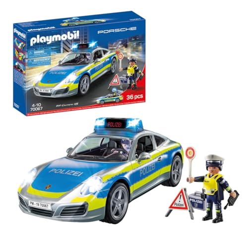 PLAYMOBIL City Action 70067 Porsche 911 Carrera 4S Polizei mit Polizei-Licht und Sound, Empfohlen ab 4 Jahren