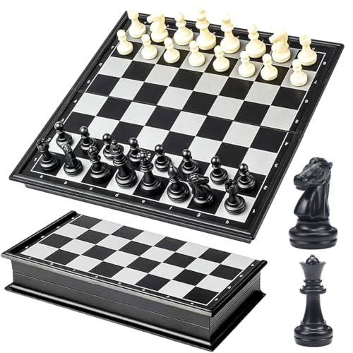 Aoyfuwell Magnetisches Schachspiel - Hochwertiges, faltbares Schachbrett（25x25cm），reiseschach，Anfänger Schach Satz- Tragbares Schachbrett für Reisen und Familientreffen