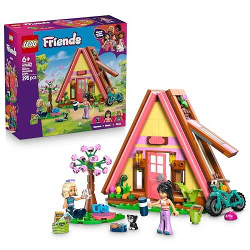 LEGO Friends Glampinghütte in freier Natur - Miniatur Spielhaus mit 2 Minifiguren, Katzenfigur & Zubehör inkl. Betten & Essen - Kinderzimmer Deko - Geschenk für Mädchen ab 6 Jahren - 42682