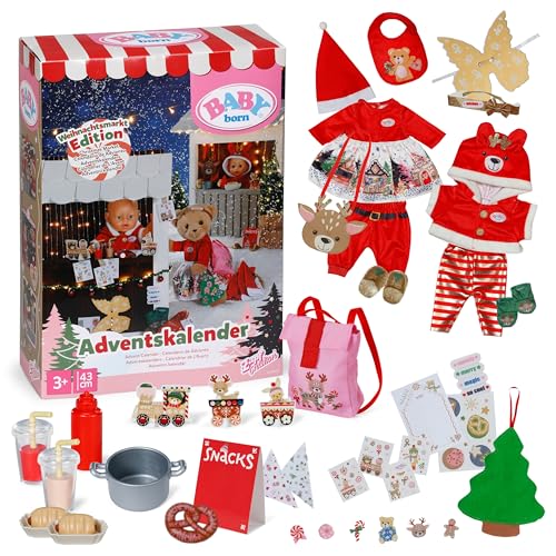 BABY born Adventskalender - 24 Überraschungen - Puppenkleidung & Accessoires für 43 cm Puppen - Hochwertiges Puppenzubehör für Weihnachten
