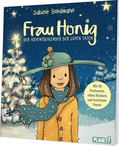 Frau Honig: Der Adventskalender der guten Taten: begleitet kreativ und achtsam durch den Advent, mit Stickern, Poster und 24 Postkarten
