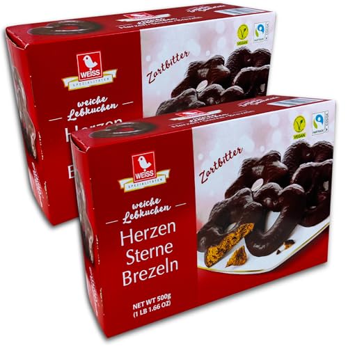2 er Pack Lebkuchen Zartbitter Herzen Brezeln Sterne 2x 500 g