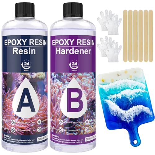 HeyBalon Epoxidharz mit Härter 1000ml/34oz, Epoxidharz Set Anfänger - 1: 1 Verhältnis Premium Harz Kristallklares Gießharz für Holz, Kunst, Aquarium, Handwerk, Schmuckherstellung, Flusstische Harz