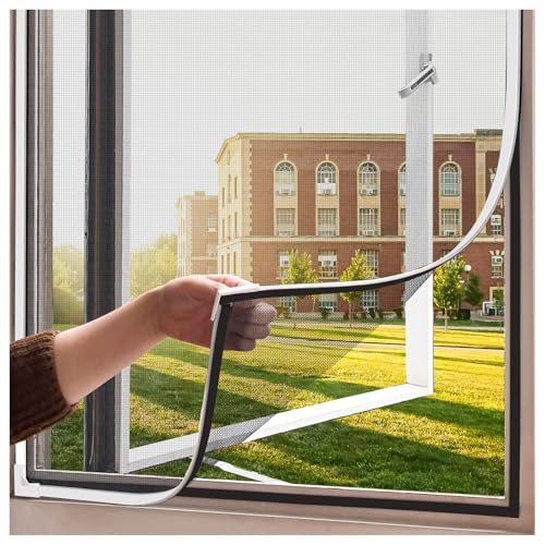 OWYR Fliegengitter Fenster, DIY 120 x 130 cm Insektenschutz Fenster DIY-Verstellbares Fliegengitter aus feinem Plastik-Mesh