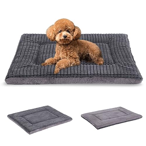 BVAGSS Orthopädisches Hundebett, Waschbar Hundekissen flauschig Hundematte, Umkehrbar Weiche und Warme Hundematte für klein mittel große Hunde XH079 (60x45x4cm,Light Grey)
