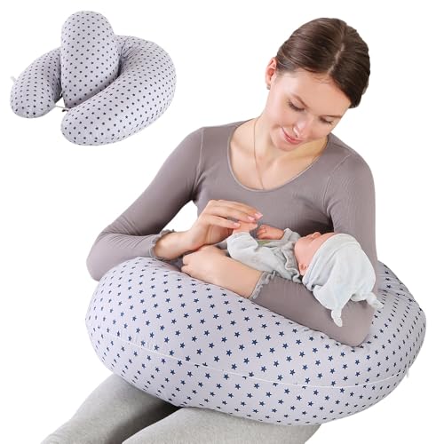 Labtec Stillkissen XXL, Stillkissen & Schwangerschaftskissen 2 in 1, Seitenschläferkissen, Hüften, Beine, Rückenstützkissen, multifunktionales Stillkissen für Baby, 100% Baumwolle Abnehmbarer Bezug