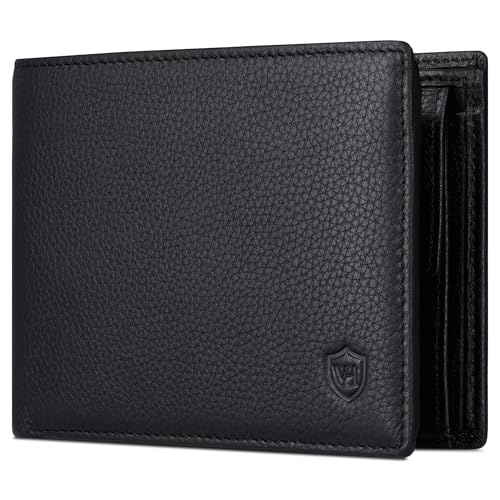 VON HEESEN Leder Geldbörse Herren mit RFID Schutz I Echtleder Geldbeutel für Männer I Münzbörse Portemonnaie Brieftasche Wallet Portmonee (Schwarz)