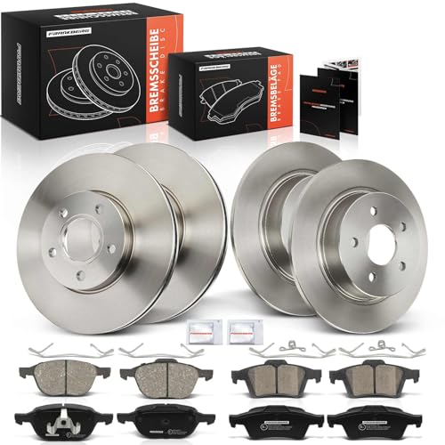Frankberg Bremsensatz inkl. 4x Bremsscheiben + 8x Bremsbeläge Vorne Hinten Kompatibel mit Kug.a II DM2 C-Max II DXA/CB7 DXA/CEU Replace# B0D8B8XC46, 1360254
