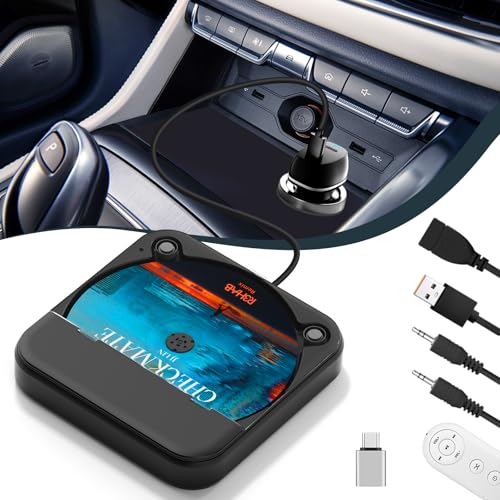 Dislind Tragbarer USB CD Player für Auto, Tragbarer Auto CD Player mit USB-C Adapter & Verlängerungskabel, Externe CDs Player für Autos Stereo Typ-C Port, AUX Port, Fahrzeug, LKW, Laptop, TV - Schwarz
