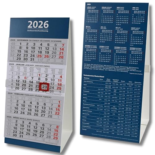Tischkalender 2026 4 Monate Bürokalender 4-Monatskalender Schreibtischkalender