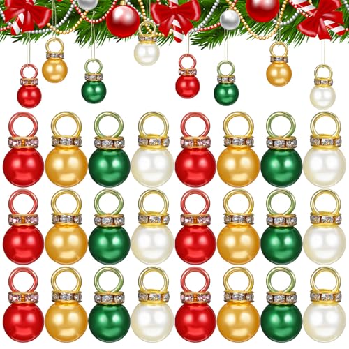 GLEAVI 200 Stück Mini Weihnachtskugeln: 18mm Perlenimitat Klein Weihnachtsbaumkugeln - Bunt Christbaumkugeln Hängende Ornamente für Urlaub Hochzeit Party Weihnachtsdeko DIY Ohrringe Armbänder