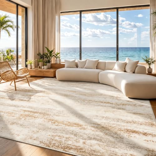 Homaxy Modern Abstrakt Wohnzimmer Teppich 120 x 160 cm Teppiche Beige