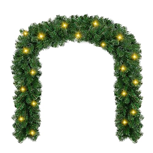 Weihnachtsgirlande mit Beleuchtung, Weihnachtsgirlande mit LEDs Warmweiß Tannengirlande Künstlich, Künstliche Tannengirlande mit Timer Weihnachtsdeko Girlande für Innen Außen (5M)
